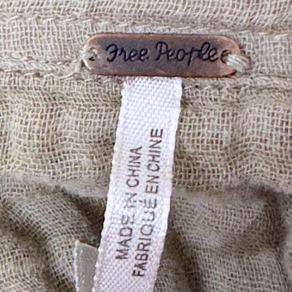 Free People Gauze Button Front Sleeveless Small Beige/Taupe Boho Utility Shirt - Picture 3 of 10